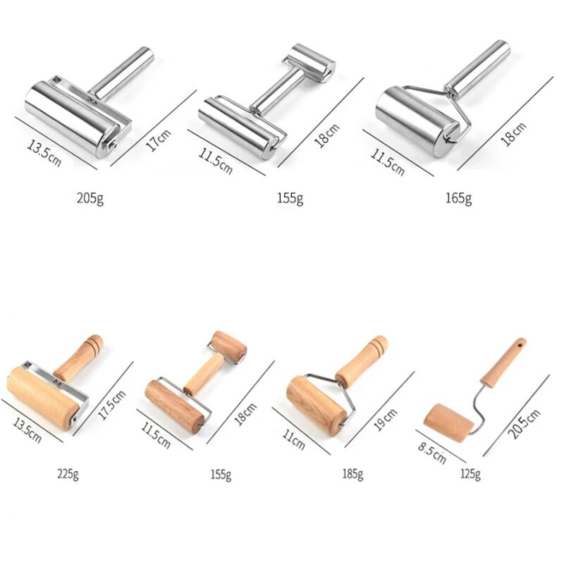 Kočėlas su dvigubu voleliu nerūdijančio plieno medinis lygias nelipnios tešlos kočiojimas virtuvės reikmenys pyragams makaronų sausainiams kepti