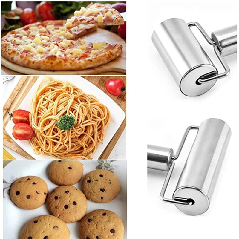 Kočėlas su dvigubu voleliu nerūdijančio plieno medinis lygias nelipnios tešlos kočiojimas virtuvės reikmenys pyragams makaronų sausainiams kepti