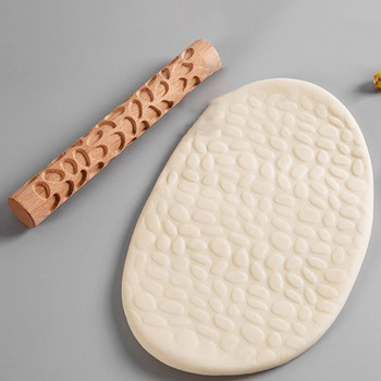 Релефна точилка Коледна тема Гравиран дървен 3D валяк за релефни сладкиши Фондан Тесто за торта Кухня