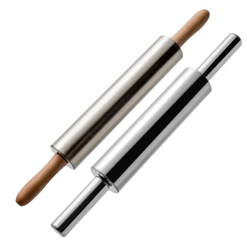 Sucitor antiaderent din oțel inoxidabil, tot din oțel, mâner din lemn, rotație de 360°, bețișoare de presare pentru făină, gadgeturi creative pentru coacere de bucătărie