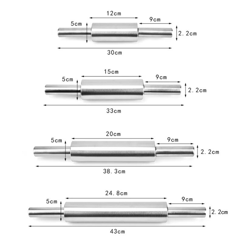 Πλάστης από ανοξείδωτο ατσάλι Αντικολλητικός κύλινδρος ζύμης ζαχαροπλαστικής Bake Pizza Noodles Dumpling Cookie Pie Making Εργαλείο ψησίματος για την κουζίνα