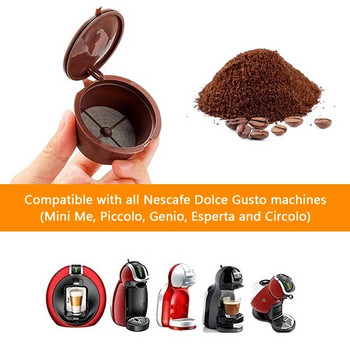 Комплект филтри за кафе за многократна употреба Капсули за кафе за многократна употреба Капсули за кафемашина Dolce Gusto с лъжица и четка за почистване 2/4/6 БР.