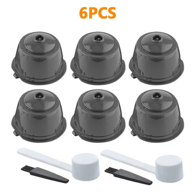 Atkārtoti lietojamu kafijas filtru komplekts Uzpildāmas kafijas kapsulas, kastītes Dolce Gusto kafijas automātam ar karoti un tīrīšanas otu 2/4/6 gab.