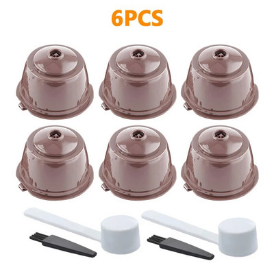 Atkārtoti lietojamu kafijas filtru komplekts Uzpildāmas kafijas kapsulas, kastītes Dolce Gusto kafijas automātam ar karoti un tīrīšanas otu 2/4/6 gab.