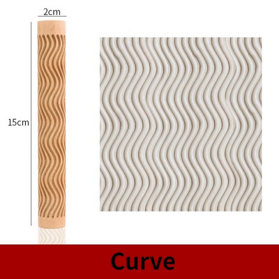Houten Textuur Modder Geperst Roller Patroon Roller Staaf Reliëf Polymeer Klei Deegroller Keramische Aardewerk Art