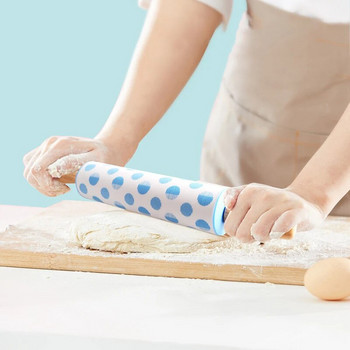 30 см незалепваща силиконова точилка Дървена дръжка Валяк за тесто за сладкиши Брашно Кухня Печене Инструменти за готвене Бисквити Ролка за пица