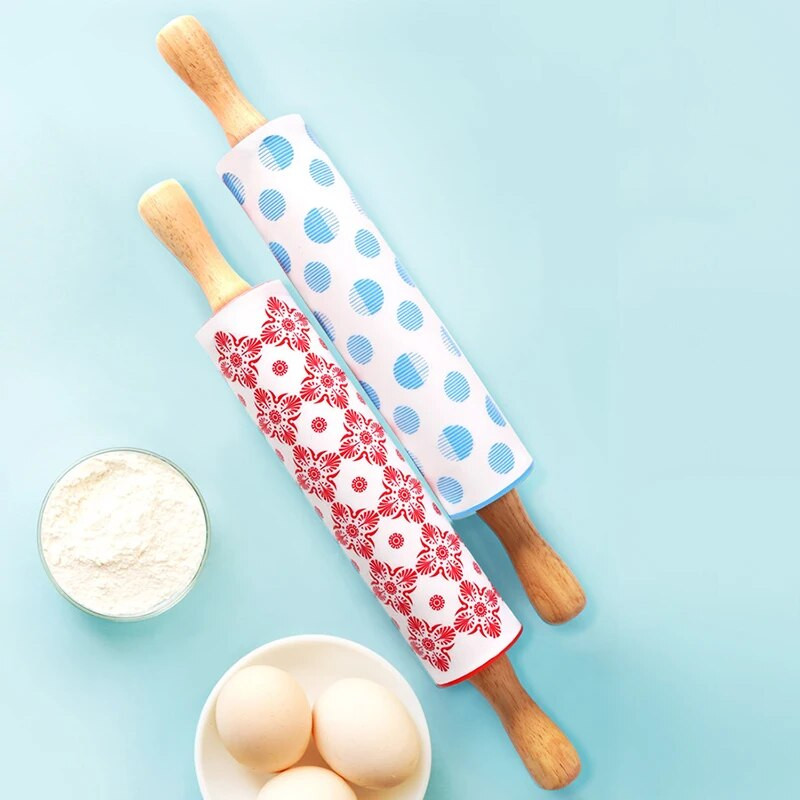 30 cm mittenakkuva silikoonrulliga puidust käepidemega kondiitritooted taigna jahurull Köök Küpsetamine Toiduvalmistamise tööriistad Küpsised Pitsarull