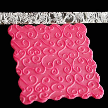 Дълъг инструмент за торта Flower Vine Print Акрилен прозрачен незалепващ фондан Cupcake Направи си сам точилка Валяк за тесто Texture Embossing