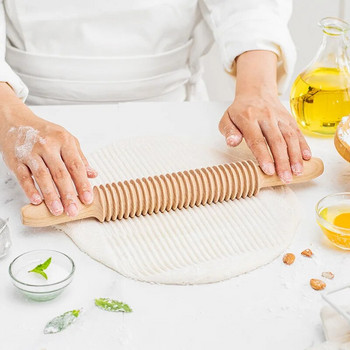 Ξύλινος πλάστη Ψωμί ζαχαροπλαστικής Κόφτης Ζύμης Ρολό 2 σε 1 Βιδωτή κλωστή Σχεδιασμός πλάστη Κουζίνα Εργαλεία ψησίματος