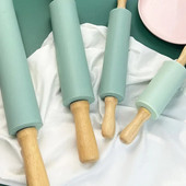 Puidust käepidemega silikoonist taignarull Mittenakkuva Fondant-taignarull Köögiküpsiste koogikeste pasta küpsetustööriistad