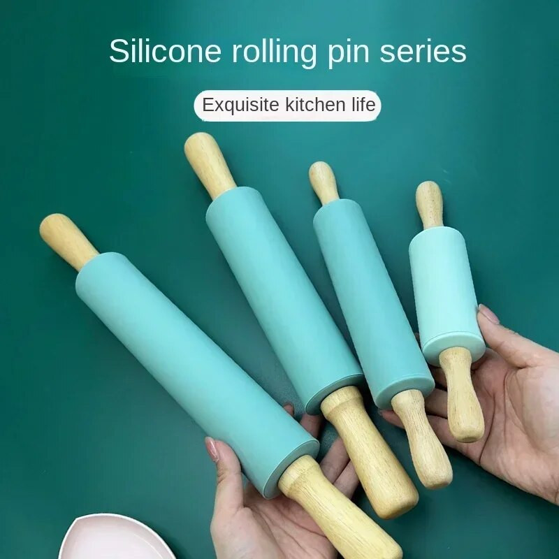 Puidust käepidemega silikoonist taignarull Mittenakkuva Fondant-taignarull Köögiküpsiste koogikeste pasta küpsetustööriistad