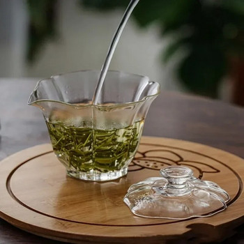 Творческа стъклена супница за чай, устойчива на висока температура с отвор за цедка Купа, захващаща се с ръка, домакински аксесоари за чай Kung Fu