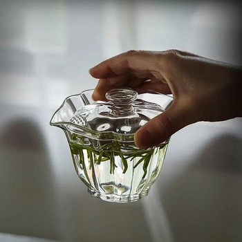 Creative Glass Tea Tureen ανθεκτικό σε υψηλές θερμοκρασίες με τρύπα σουρωτήρι Μπολ για λαβή χειρός Αξεσουάρ οικιακής χρήσης τσαγιού Kung Fu