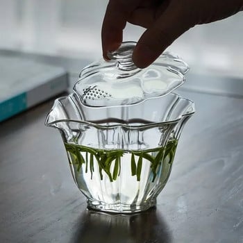 Creative Glass Tea Tureen ανθεκτικό σε υψηλές θερμοκρασίες με τρύπα σουρωτήρι Μπολ για λαβή χειρός Αξεσουάρ οικιακής χρήσης τσαγιού Kung Fu