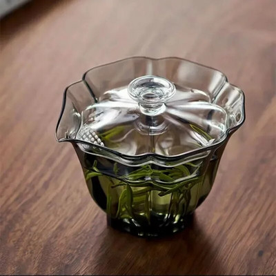 Creative Glass Tea Tureen Atspari aukštai temperatūrai su sieteliu, rankiniu būdu sugriebiamas dubuo Buitiniai Kung Fu arbatos reikmenys