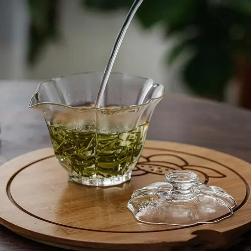 Creative Glass Tea Tureen Atspari aukštai temperatūrai su sieteliu, rankiniu būdu sugriebiamas dubuo Buitiniai Kung Fu arbatos reikmenys