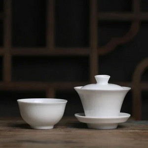 Mini 50 ml Gaiwan arbatai Tvirtas baltas porcelianinis turenas su dangteliu arbatos indas Kelioninis Kung Fu arbatos rinkinys Kinijos puodelis Maži dubenėliai Chawan