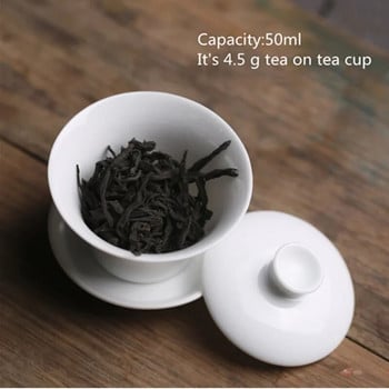 Mini 50ml Gaiwan για Τσάι Μασίφ Λευκή Πορσελάνη Τουρίνι με Καπάκι Teaware Travel Kung Fu Tea Set Chinese Cup Small Bowls Chawan