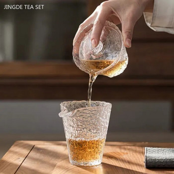 Японски класически модел на чук Справедлива чаша, ръчно изработена топлоустойчива стъклена Gaiwan Аксесоари за китайски чай Домакинска настойка за чай