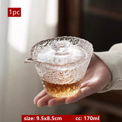 Japonijos klasikinio plaktuko modelio mugės puodelis Rankų darbo karščiui atsparus stiklas Gaiwan kinų arbatos priedai Buitinė arbatos infuzija