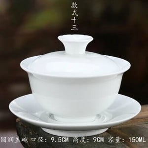 Kõrge valge portselanist teekomplekt, Sancai kauss, kaanega kauss, teekeetja, suur teetass Gaiwan, puhas valge portselan, respekti teekauss