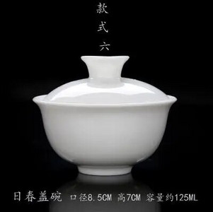 Kõrge valge portselanist teekomplekt, Sancai kauss, kaanega kauss, teekeetja, suur teetass Gaiwan, puhas valge portselan, respekti teekauss