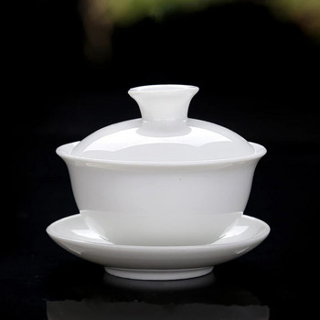 Σετ τσαγιού High White Porcelain, Sancai Bowl, Cover Bowl, Tea Maker, Large Cup Gaiwan, Pure White Porcelain, Respect Tea Bowl