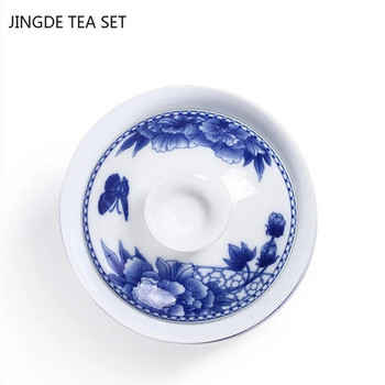 Jingdezhen White Porcelain Gaiwan Tea Cup Blue and White Porcelain Tea Maker Κεραμικό Χειροποίητο σετ τσαγιού μπολ τσαγιού προμήθειες