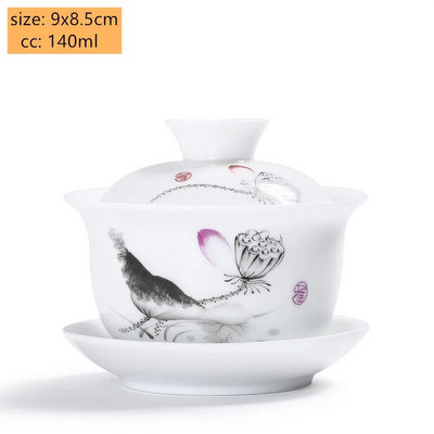 Jingdezheni valgest portselanist Gaiwani teetass Sinist ja valget portselanist teekeetja Keraamiline käsitsi maalitud teekaussi teekomplekti tarvikud