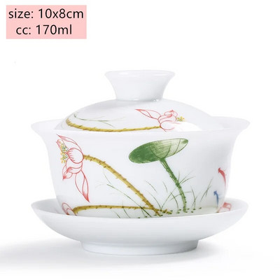 Jingdezheni valgest portselanist Gaiwani teetass Sinist ja valget portselanist teekeetja Keraamiline käsitsi maalitud teekaussi teekomplekti tarvikud