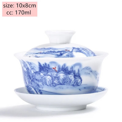 Jingdezheni valgest portselanist Gaiwani teetass Sinist ja valget portselanist teekeetja Keraamiline käsitsi maalitud teekaussi teekomplekti tarvikud