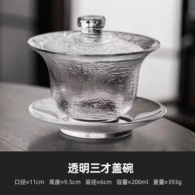 Japán kézzel készített hőálló üveg fedőtál Gaiwan teáskészlet teásszertartási kiegészítők Gaiwan utazáshoz Gai Wan Tureen
