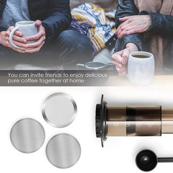 3 опаковки от метална мрежа за филтър за кафе за многократна употреба за кафемашина AeroPress Машина за еспресо, сребриста