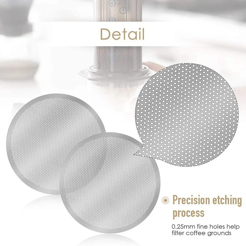 3 pakendiga metallist korduvkasutatav kohvifiltri võrk AeroPressi kohvimasinale espressomasinale, hõbedane