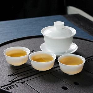 90 ml loj, porculanski gaiwan od žada za čaj, tanka bijela juha s poklopcem, posuđe za čaj, putni mini kung fu set za čaj, šalice, male zdjelice za čaj
