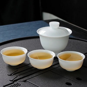 90 ml loj, porculanski gaiwan od žada za čaj, tanka bijela juha s poklopcem, posuđe za čaj, putni mini kung fu set za čaj, šalice, male zdjelice za čaj