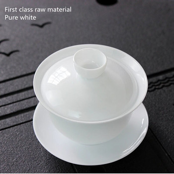 90ml Suet Jade Porcelain Gaiwan Για Τσάι Λεπτό Λευκό Τουρίνι με Καπάκι Teaware Travel Mini Kung Fu Tea Bowls Μικρά Chawan