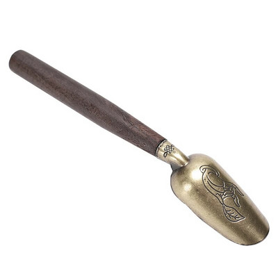 1 tk Vintage eebenipuu teelusikas metallist/täispuidust käepidemega Retro loominguline teekühvel Tee KongFu teetseremoonia tarvikud Teelusikaga kingitus