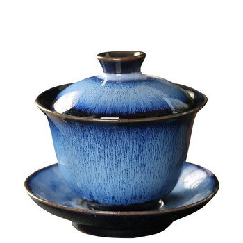 Jianzhan φλιτζάνι τσαγιού πορσελάνινο πιατάκι Gaiwan Exquisite Starry Sky Glazed Ceramic Gaiwan Kiln Transformation Cover Bowl Σούπα με καπάκι