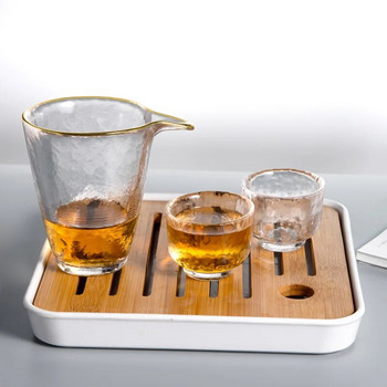 Γυάλινο φλιτζάνι ιαπωνικού στυλ απλό με Glod Rim Tea Maker Kung Fu Tea Lique Divider Gongdao Mug Teaware