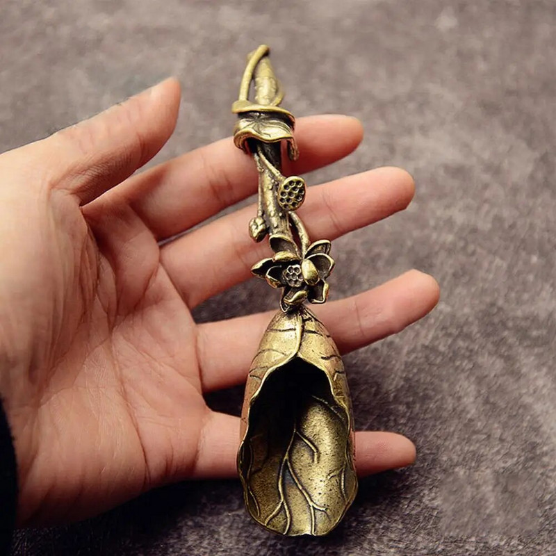 Kaunis lootosekujuline teelusikas Käsitsi valmistatud õrn messingist vask kohvilusikas magustoidu teekulbid teenõud