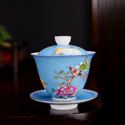 150 ml Jingdezhen Ceramic Gaiwan Exquisite Enamel Color Teekomplekt Hiina teetass koos kaanega Kodutee infusiooniseadmega Kohandatud teenõud kingitused