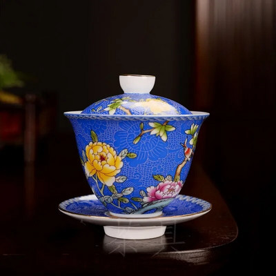 150 ml Jingdezhen Ceramic Gaiwan Exquisite Enamel Color Teekomplekt Hiina teetass koos kaanega Kodutee infusiooniseadmega Kohandatud teenõud kingitused