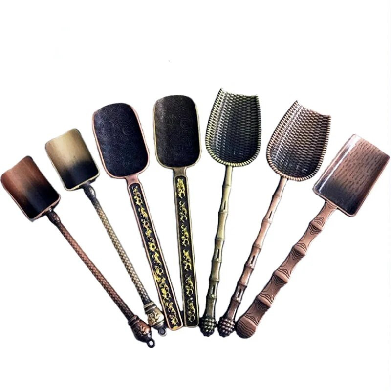 Labida kujuga teelusikad Retro-hiina stiilis teetarvikud vask suhkur sool kohvilusikad köögi jaoks Kongfu teetööriistad vidinad