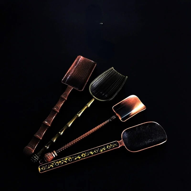 Labida kujuga teelusikad Retro-hiina stiilis teetarvikud vask suhkur sool kohvilusikad köögi jaoks Kongfu teetööriistad vidinad