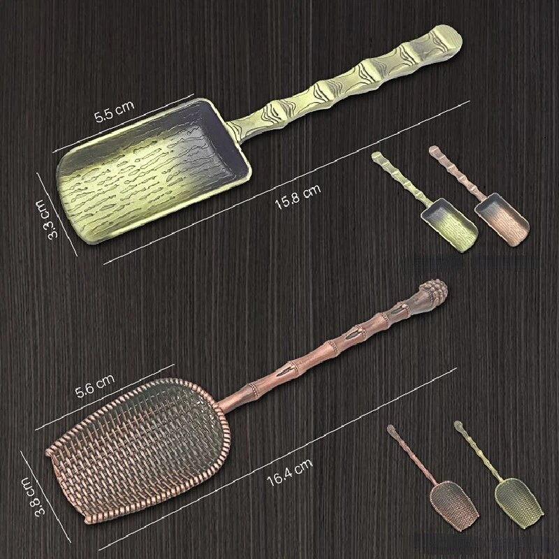 Labida kujuga teelusikad Retro-hiina stiilis teetarvikud vask suhkur sool kohvilusikad köögi jaoks Kongfu teetööriistad vidinad
