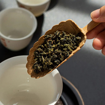 Μπαμπού Χειροποίητο σκαλισμένο κουταλάκι του γλυκού Παραδοσιακά αξεσουάρ τσαγιού Kung Fu Take Tea Tools Creative Natural Chaze σε σχήμα φύλλου
