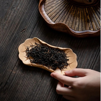 Бамбукова ръчно издълбана чаена лъжичка Традиционен кунг-фу аксесоари за чай Take Tea Tools Creative Natural Leaf-formed Chaze
