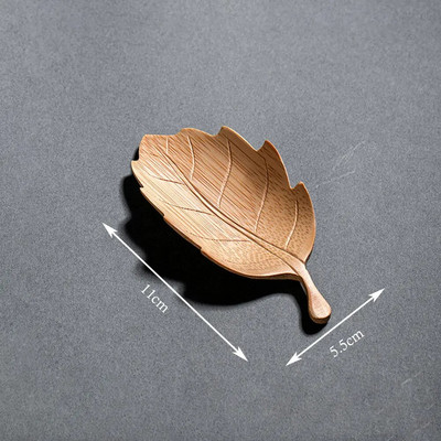 Bambuko rankomis raižytas arbatinis šaukštelis Tradicinės Kung Fu arbatos priedai Paimkite arbatos įrankius Kūrybingas natūralus lapo formos chaze