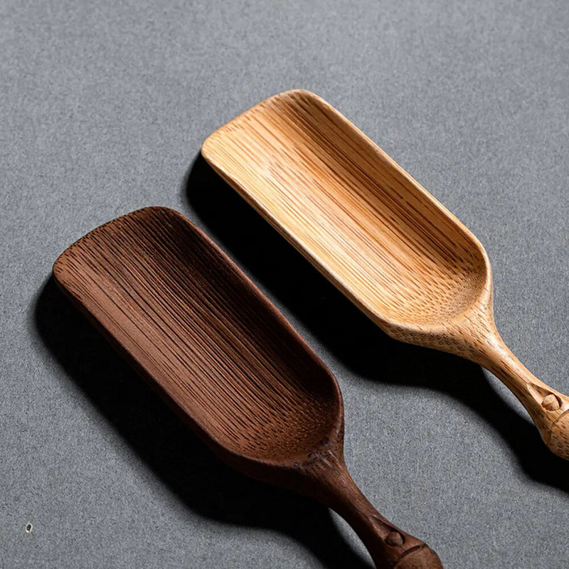 Bambuko rankomis raižytas arbatinis šaukštelis Tradicinės Kung Fu arbatos priedai Paimkite arbatos įrankius Kūrybingas natūralus lapo formos chaze